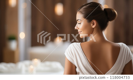 Beautiful young woman having a relaxing day at the spa for a rejuvenating experience 118004733