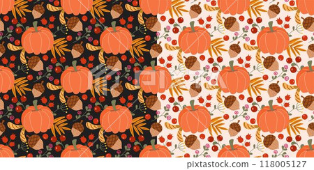 Autumn attributes seamless background Autumn attributes seamless background 118005127
