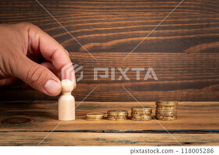 Career planning and development. Wood texture background Career planning and development. Wood texture background 118005286