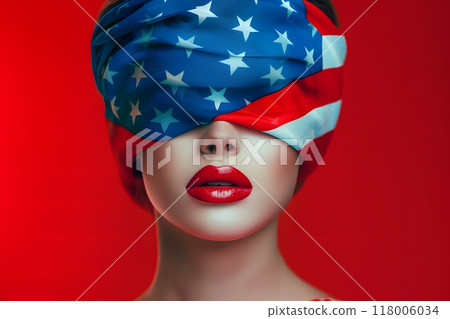 Patriot's Day, the girl with the U.S.A. flag 118006034
