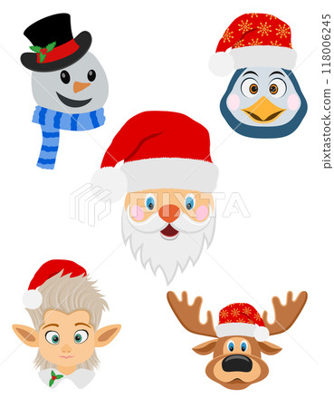 christmas and new year characters holiday symbols flat style vector illustration christmas and new year characters holiday symbols flat style vector illustration 118006245