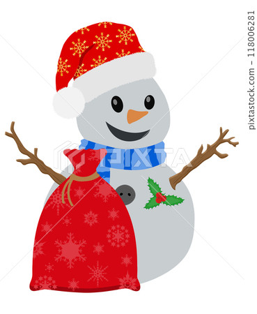 christmas winter snowman made of big snowballs flat style vector illustration christmas winter snowman made of big snowballs flat style vector illustration 118006281