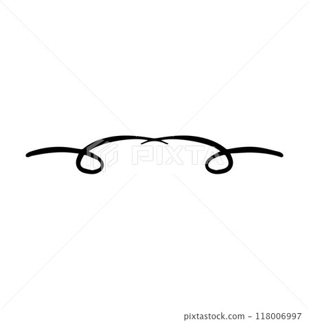 Hand drawn curly divider icon vector illustration design element of swish, swash, swoosh underline swirl squiggle stroke line 118006997
