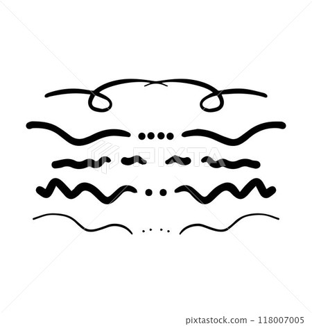 Hand drawn curly divider icon vector illustration design element of swish, swash, swoosh underline swirl squiggle stroke line 118007005