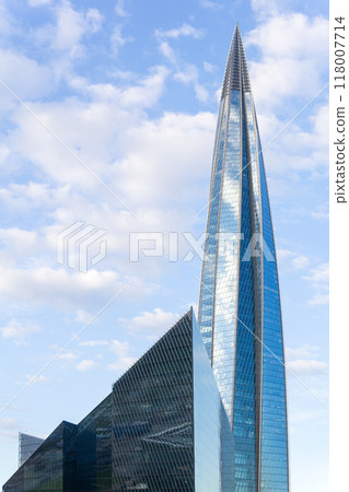 view of the Lakhta Centre building complex against the sky view of the Lakhta Centre building complex against the sky 118007714