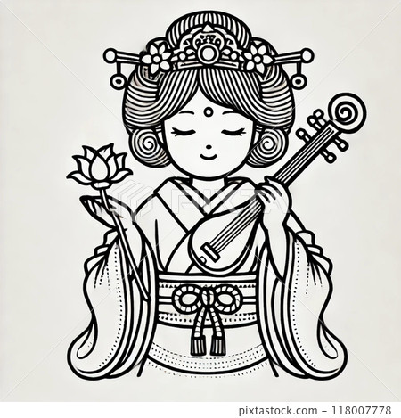 邊玩邊增長孩子心中智慧的弁財天著色書 118007778