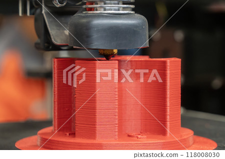 Close up scene the additive manufacturing by 3D printer machine. 118008030