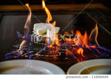 Traditional Japanese. Teppan show. cuisine peoples of world concept 118008440