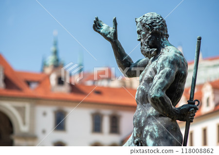 Artistic sculptures in the Waldstein Garden in Mala Strana district, Prague, capital of Czech Republic 118008862