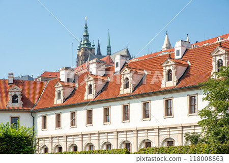 Waldstein Garden and baroque Wallenstein Palace that houses the Senate of the Czech Republic, in Mala Strana district, Prague, Czechia 118008863
