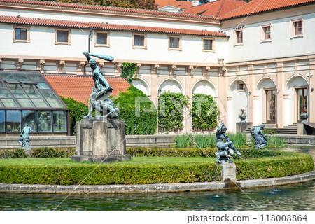 Waldstein Garden and baroque Wallenstein Palace that houses the Senate of the Czech Republic, in Mala Strana district, Prague, Czechia 118008864