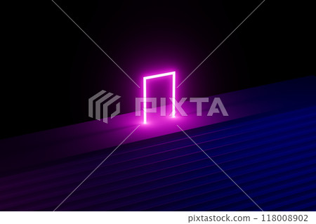 3d render A neon light glowing in the dark 3d render A neon light glowing in the dark 118008902