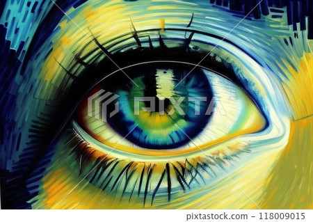 Abstract illustration of human eye. Medicine, view, organ of vision or health concept. Created with generative AI tools 118009015