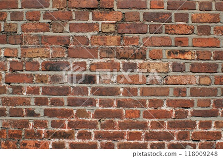 Red wall. Old brick wall background texture. 118009248