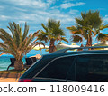Car at the seaside in summer, vacation and holiday at tropical seaside resort 118009416