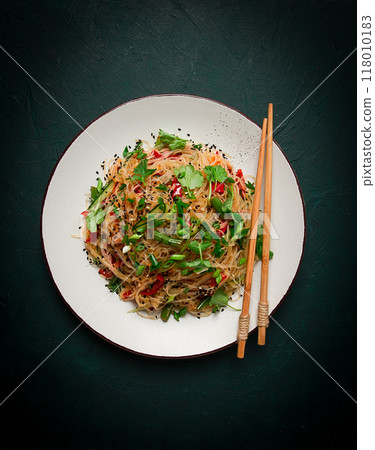 Funchosa, Korean salad, with vegetables, homemade, no people, Funchosa, Korean salad, with vegetables, homemade, no people, 118010183