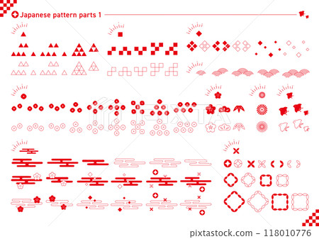 Japanese pattern parts set_1_Red Japanese pattern parts set_1_Red 118010776