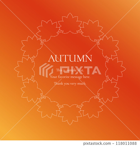 A decorative autumn frame with motifs of autumn leaves, ginkgo trees, and nuts. A luxurious border design. A decorative autumn frame with motifs of autumn leaves, ginkgo trees, and nuts. A luxurious border design. 118011088