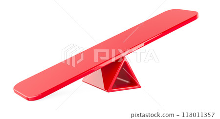 Empty Red Seesaw Unbalanced, 3D rendering 118011357