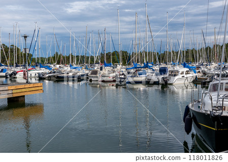 Boats docking in the channel . Boats docking in the channel . 118011826