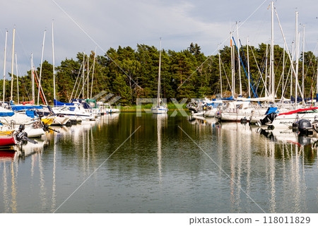 Boats docking in the channel . Boats docking in the channel . 118011829