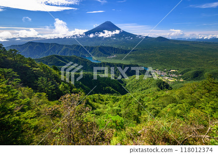 壯觀的夏季山景:從禦坂山脈看到藍天和富士山 壯觀的夏季山景:從禦坂山脈看到藍天和富士山 118012374