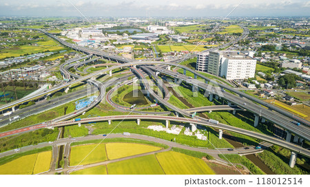 "Saitama Prefecture" Aerial view of Kuki Shiraoka Junction in autumn 118012514