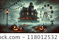 Halloween pumpkin and castle 118012532