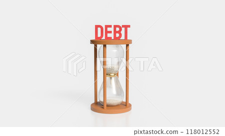 The red debt text on sand clock for business concept 3d rendering. 118012552