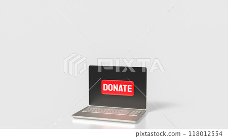 The Donate on red button on laptop 3d rendering 118012554