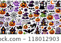 Halloween materials: ghosts, candy, cats, bats 118012903