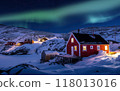 格陵蘭島努克漁村上空的極光 118013016