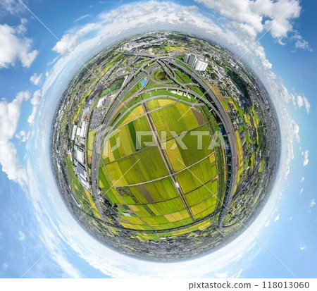 Saitama Prefecture: 360-degree drone shot of Kuki Shiraoka Junction area 118013060