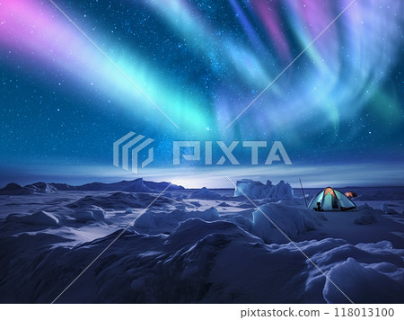 北極的極光與星塵之舞 118013100