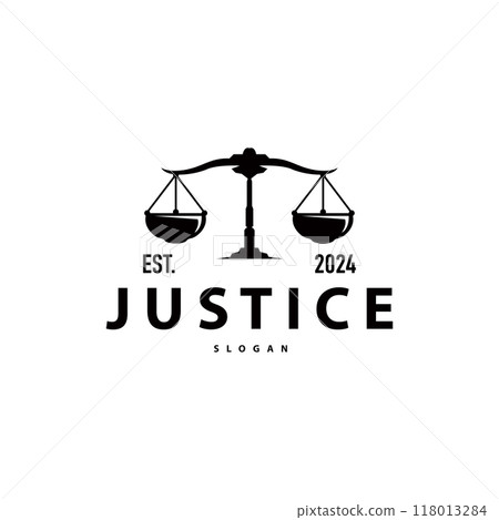 Lawyer Logo, Law Court Simple Design, Legal Scales Template Illustration Vector 118013284