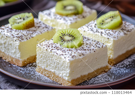 Sweet and sour kiwi cheesecake 118013464