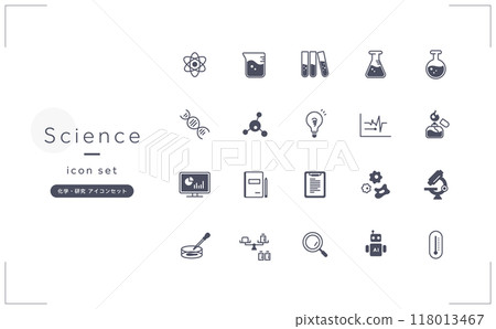 Science and research line icon set 118013467