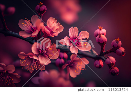 spring flowers lit by the sun looks dreamy  118013724