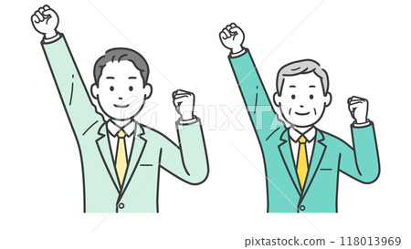 一位男性商人做勇敢姿勢的上半身插圖 一位男性商人做勇敢姿勢的上半身插圖 118013969