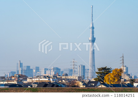 "Chiba Prefecture" View of downtown Tokyo from the Edogawa riverbed - Tokyo Skytree "Chiba Prefecture" View of downtown Tokyo from the Edogawa riverbed - Tokyo Skytree 118014251