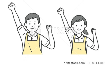 男性和女性護理人員擺出膽量姿勢的上半身插圖 男性和女性護理人員擺出膽量姿勢的上半身插圖 118014400