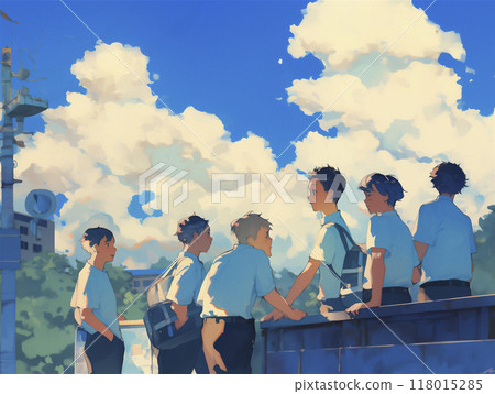 學生生活，男學生群，水彩畫 118015285