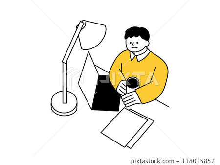 一個人在辦公室工作的插圖 118015852