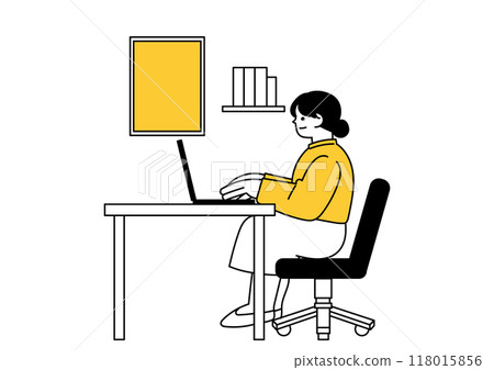 Illustration of a woman working in the office 118015856
