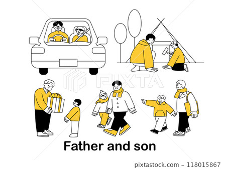 Father and son interaction illustration set 118015867