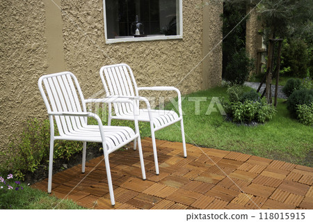 Cozy hygge decorated in relax garden 118015915