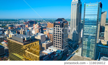 Aerial View of Indianapolis Downtown Skyline and Modern Skyscrapers 118016812