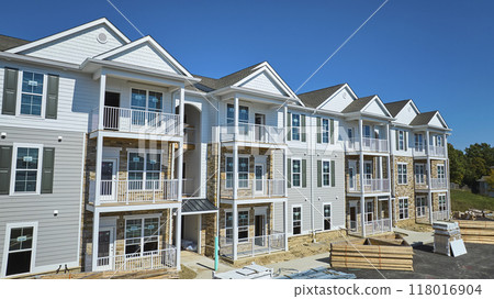 Aerial View of Modern Townhouse Complex Construction, Fort Wayne 118016904