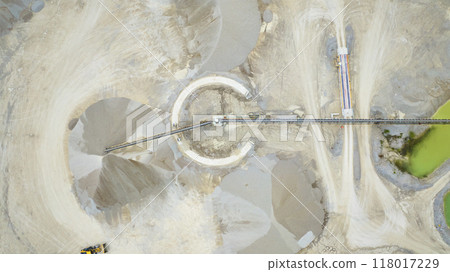 Aerial Mining Quarry with Conveyor Belt System and Loader 118017229