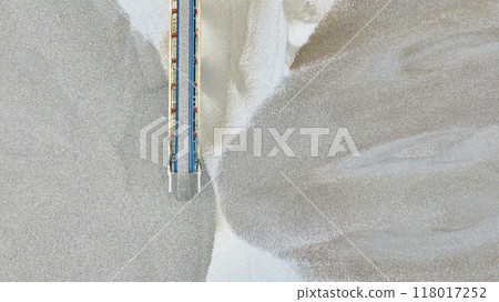 Aerial Conveyor Belt in Quarry with Granular Material 118017252